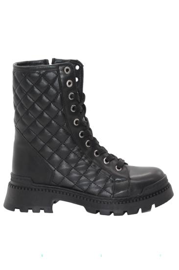 Hkursat 3085 Siyah Fermuarlı Bağcıklı Kadın Bot Ayakkabı