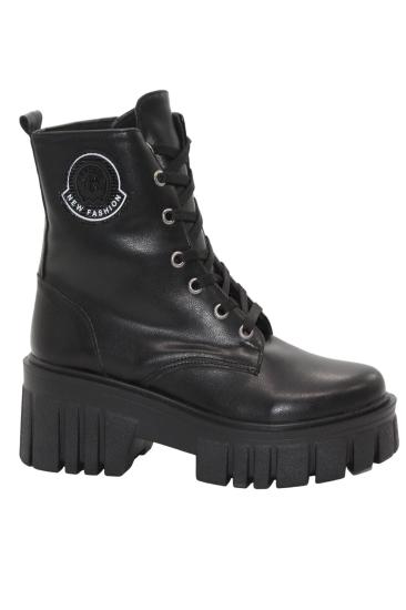 Hkursat 3087 Siyah Fermuarlı Bağcıklı Kadın Bot Ayakkabı