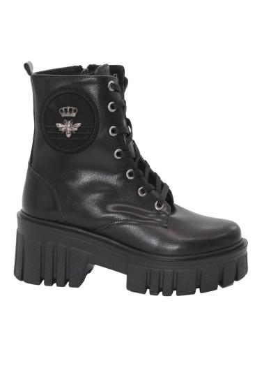 Hkursat 3088 Siyah Fermuarlı Bağcıklı Kadın Bot Ayakkabı