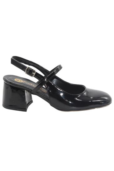 Hkursat Mf301 Siyah Üstten Bantlı Kadın Topuklu Ayakkabı