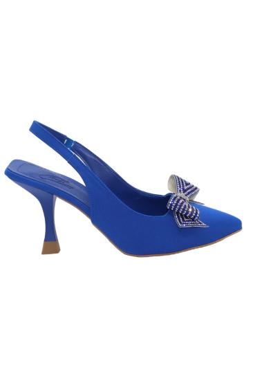 Hkursat K041 Mavi Fiyonklu 7 Cm Klasik Topuk Kadın Ayakkabı