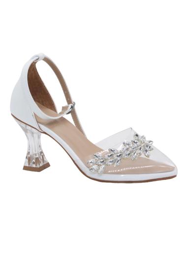 Hkursat K044 Beyaz Şefaf Taşlı 7 Cm Topuklu Kadın Ayakkabı