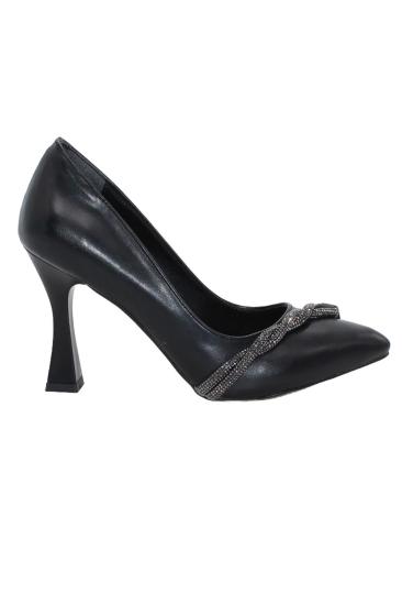Hkursat K046 Siyah Örgü Taşlı 8 Cm Stiletto Kadın Ayakkabı