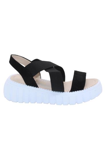 Hkursat K101 Siyah Lastik Bantlı Günlük Çapraz Kadın Sandalet