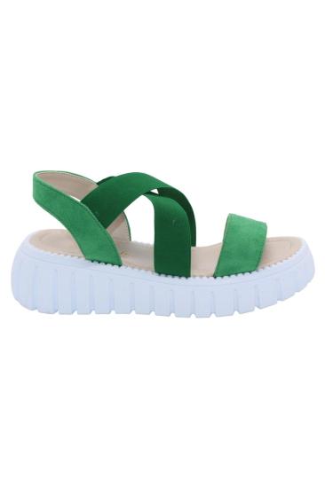 Hkursat K101 Yeşil Lastik Bantlı Günlük Çapraz Kadın Sandalet