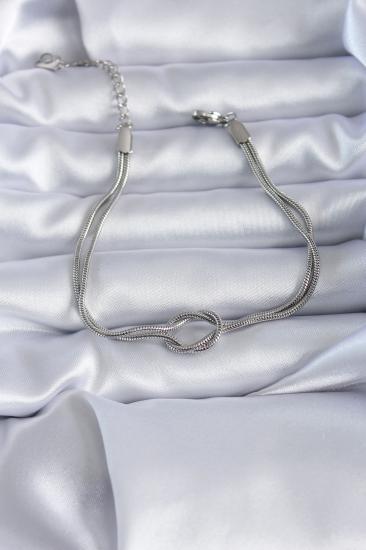 Hkursat Çelik Gümüş Renk Düğüm Model Kadın Bileklik